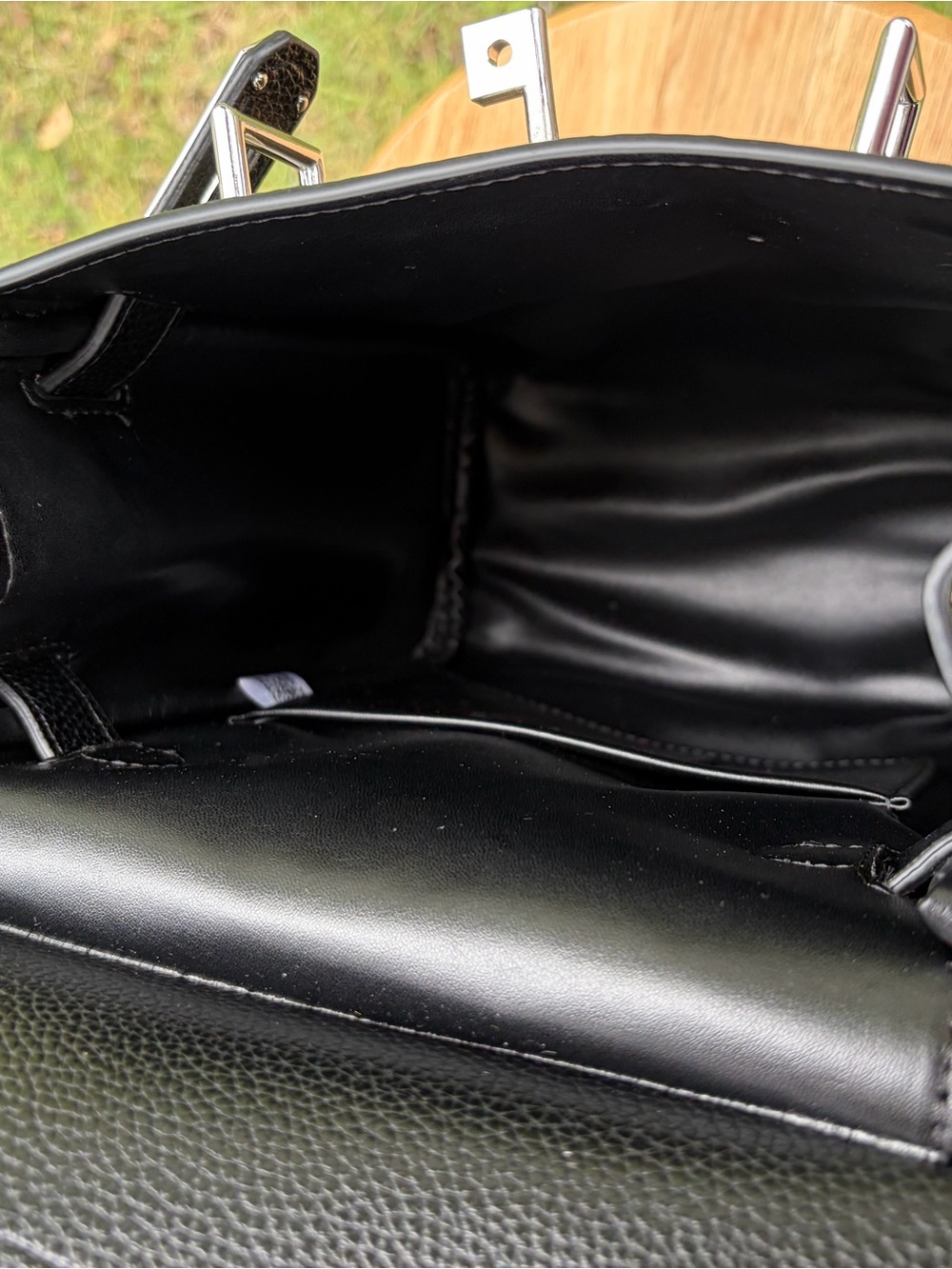 Black Leather Men's HAC Crossbody Bag with Silver Hardware - Picture 8 of 16